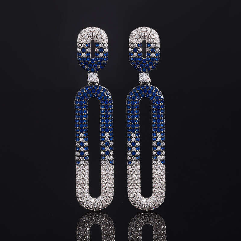 S Sier Needle High-End Niche Ear Jewelry Exaggerated Tassel Zircon Sparkling Stud Earrings High Quality E80
