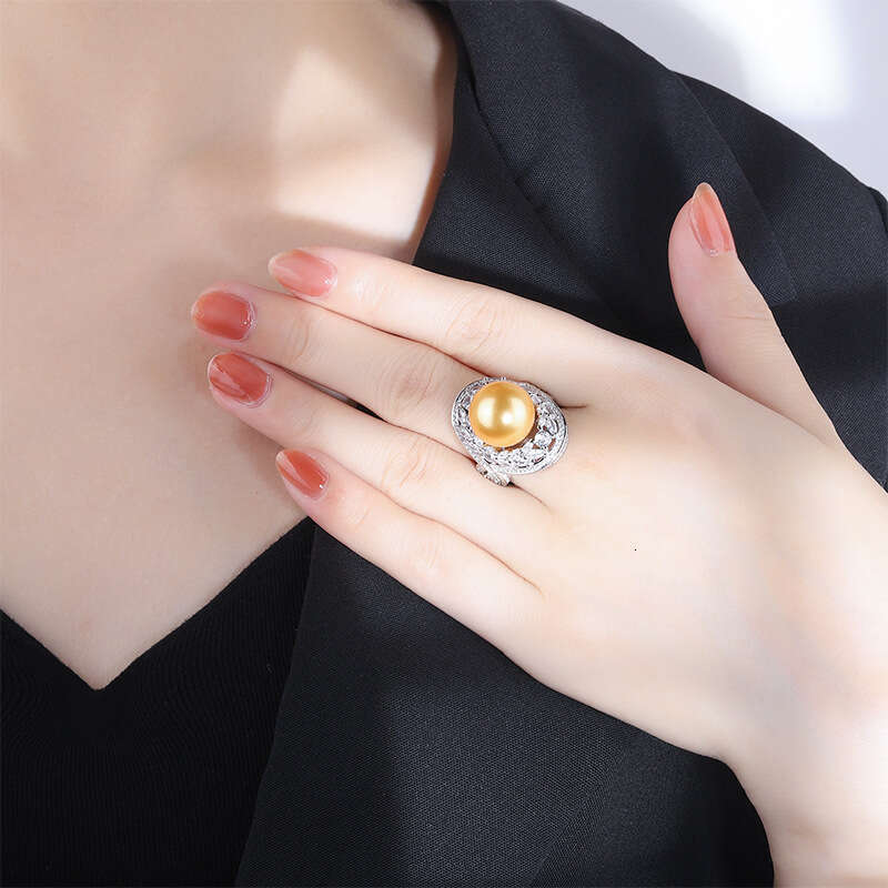 Tiktok Ring Jewelry Imitation Natural Australian White South Sea Pearl Luxurious Evening Party Women's Style 331