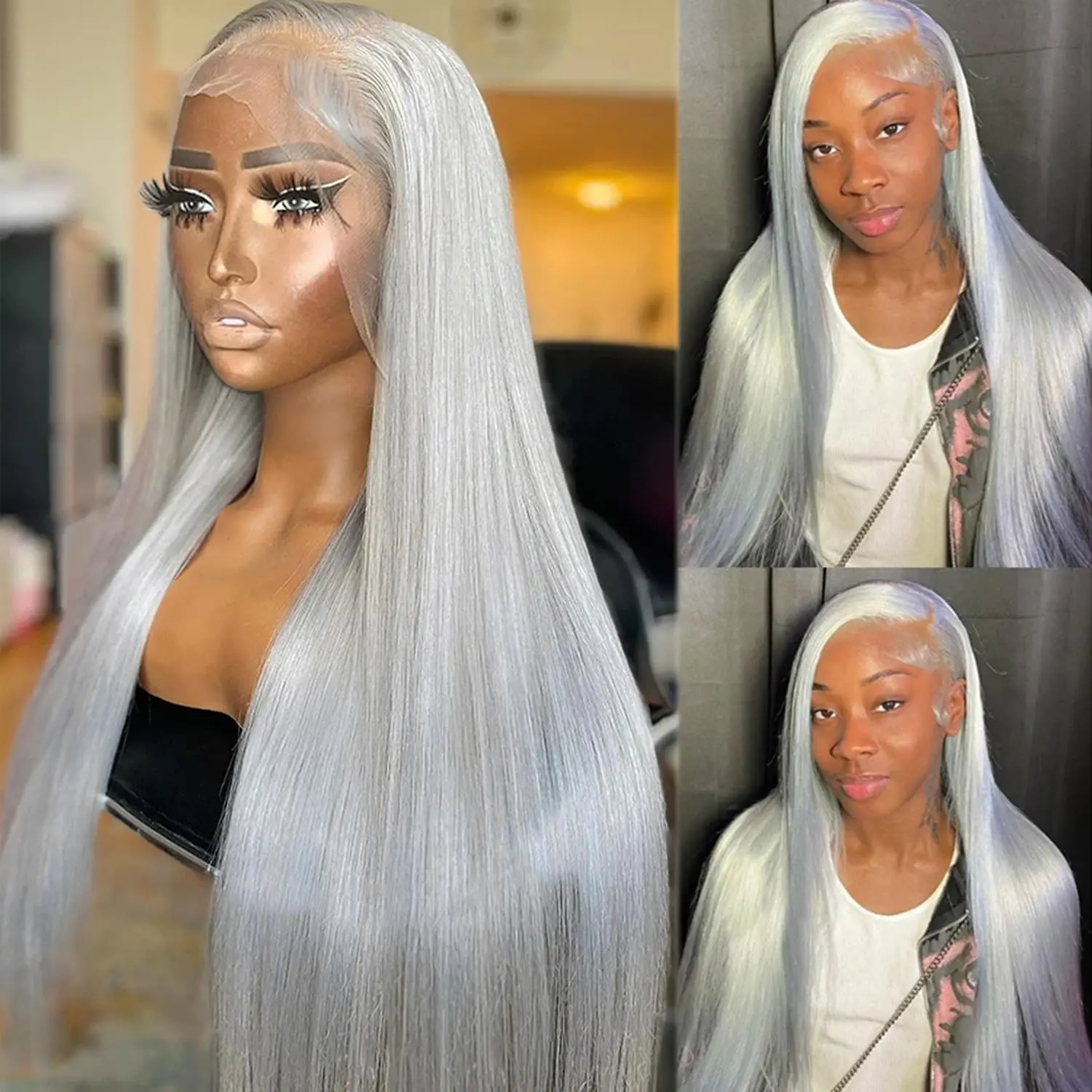 280 Density Highlight Blonde Colored Simulation Human Hair Brazilian Wig HD Transparent Straight Lace Front Wigs Preplucked Line Synthetic 13X4 Bone S