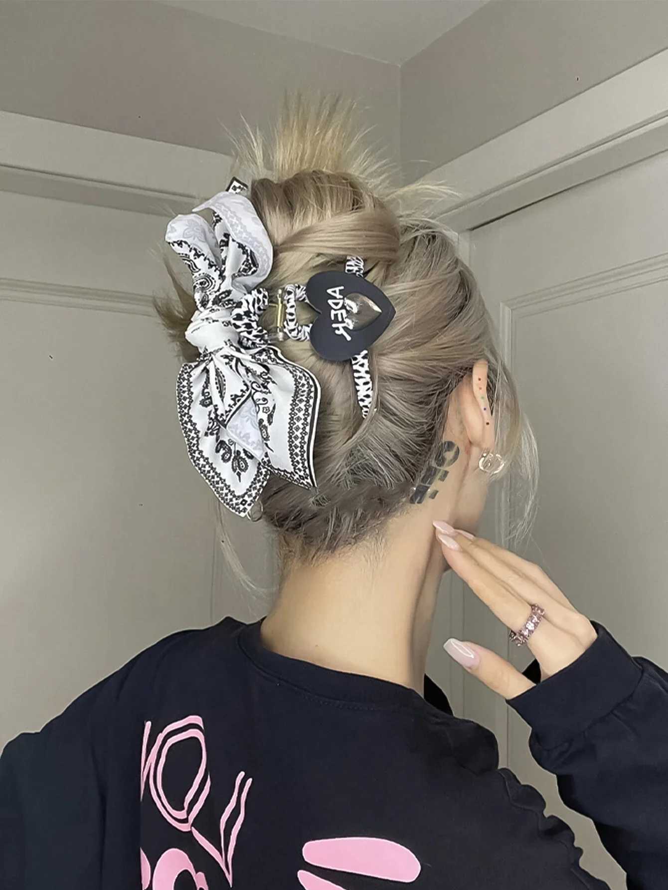 Bohemian Style Bow Hair Claw Cashew Paisley Shark Clip Large Size Hair Clips Boho Vacation Headwear Women Hair Accessories Z250707