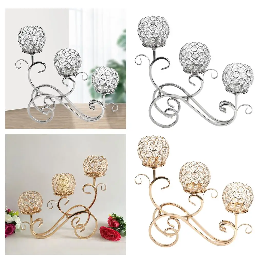 Crystal Candle Holders 3 Arms Candelabra Sparkling Candelabrum Candlesticks Table Decoration for Wedding Decor Home Centerpiece H260310