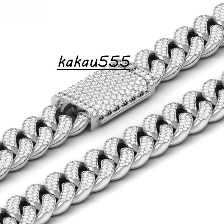 Luxury 925 Sterling Silver Trendy Chain with Moissanite Diamond Fully Iced Bling Hip-Hop Cuban Style for Men-for Weddings Gifts
