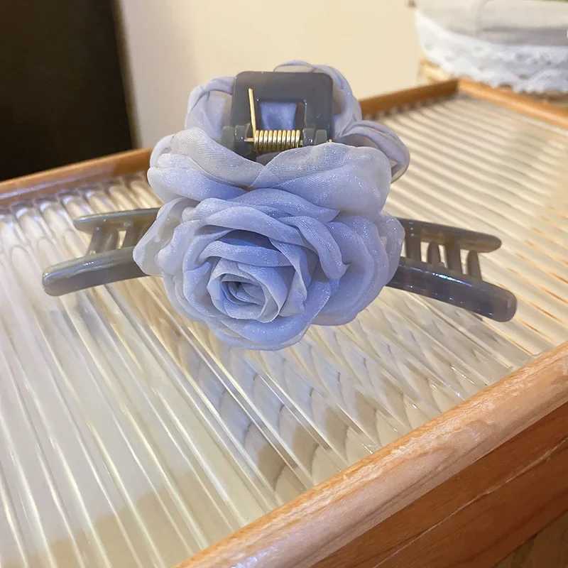 Mesh Rose Flower Hair Claws for Woemn Fashion Coiffure Shark Clip Personality Hair Clip Girl Holiday Style Hair Accessory Z250707
