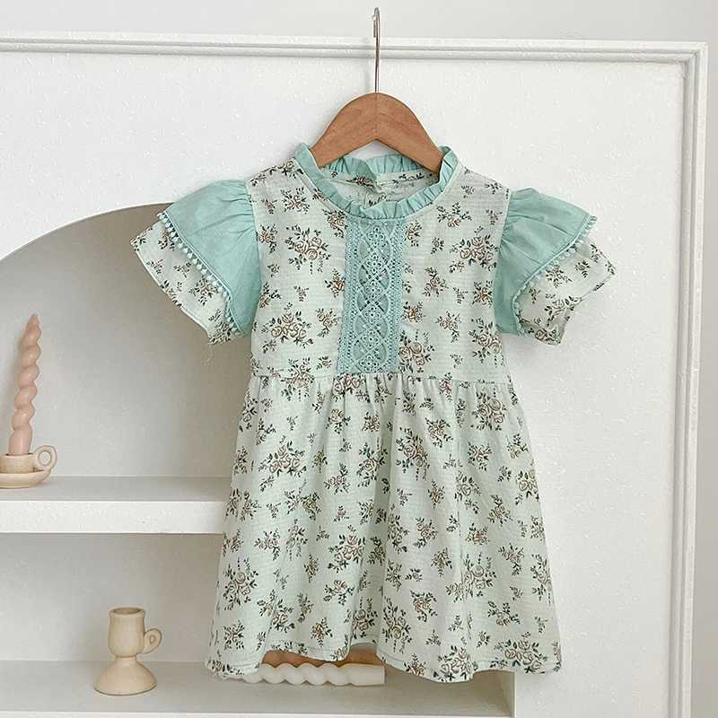Sister Baby Girls Clothes Summer Baby Girls Short Sleeve Dress Flower Baby Romper Princess Dress Kids Matching Sister Outfit R250707