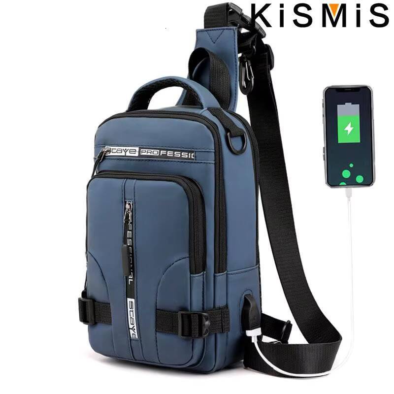 KISMIS Mens Multifunction Messenger Bag Shoulder Cloth Chest Bags Crossbody Casual Man USB Charging Handbag ddmynov