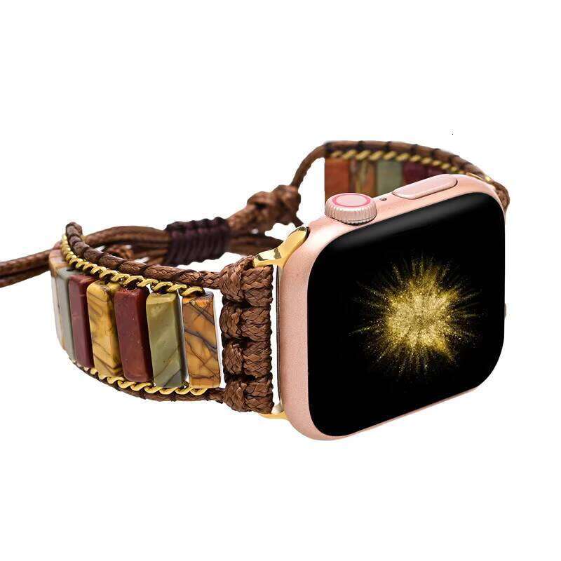 Rectangle Turquoise Handmade Apple Band, Bohemian Style Minimalist Watch Band