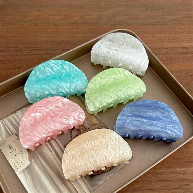 8CM Marble Pattern Acrylic Hair Claw Geometric Claw Clips Korean Trendy Hair Clips for Women Girls Hair Accessories Y250707