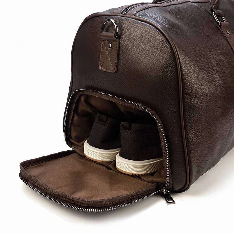 Genuine Men Women Cow Leather Carry On Lage Travel Shoulder Male Female Weekend Duffle Bag
