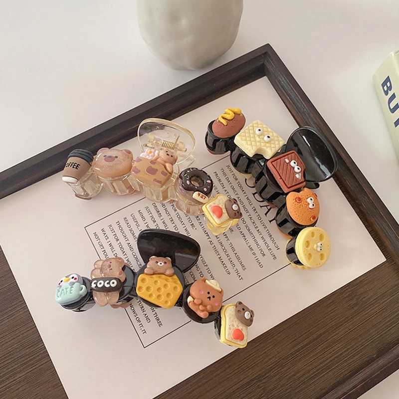 New Cute Cartoon Hair Claw Biscuits Hairpin Bow For Women Girls Creative Hair Decorate Hair Clip Ponytail Shark Hair Accessories Z250707