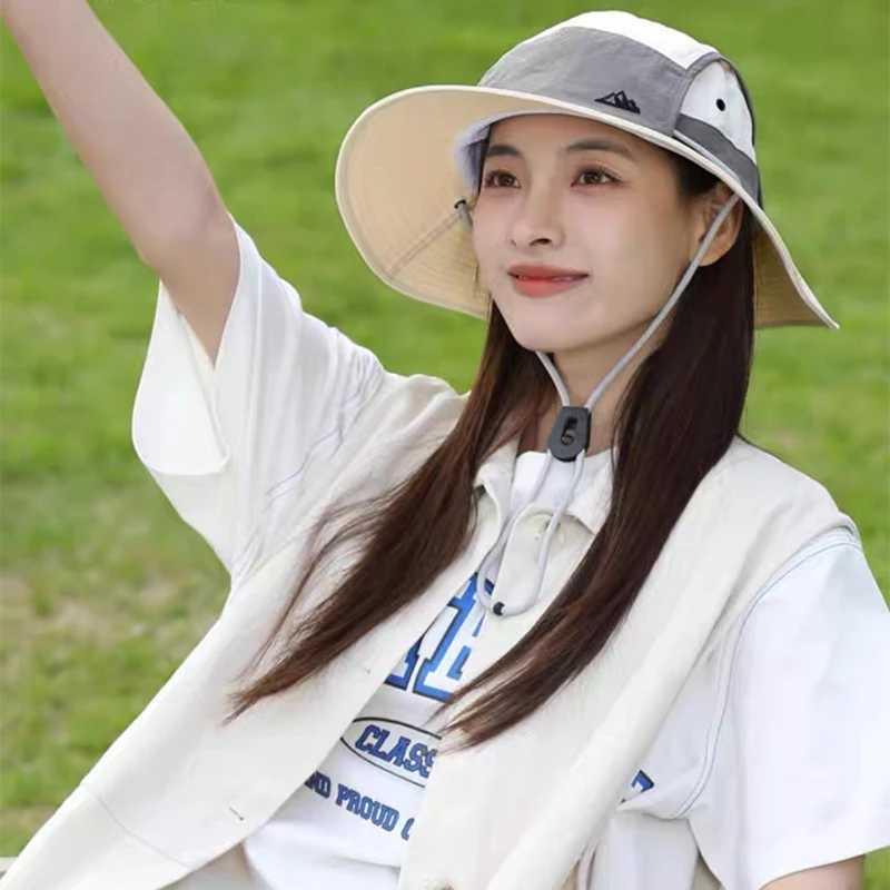 New Unisex Quick Drying Retro Bucket Hats Color Block Sunshade Outdoor Breathable Drawstring Casual Alpine Cap Versatile Fashion Y250707