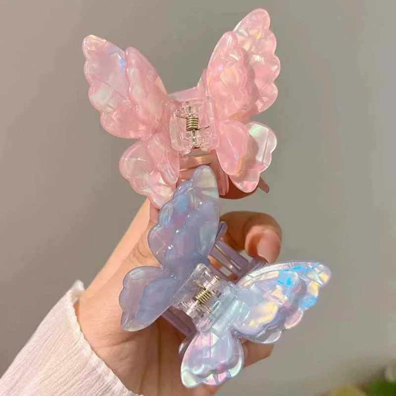 Fairy Butterfly Hair Claw Acetate Crab Hair Clip Women Sweet Princess Shark Clip Hairpin for Girls and Women Hair Accessories Y250707