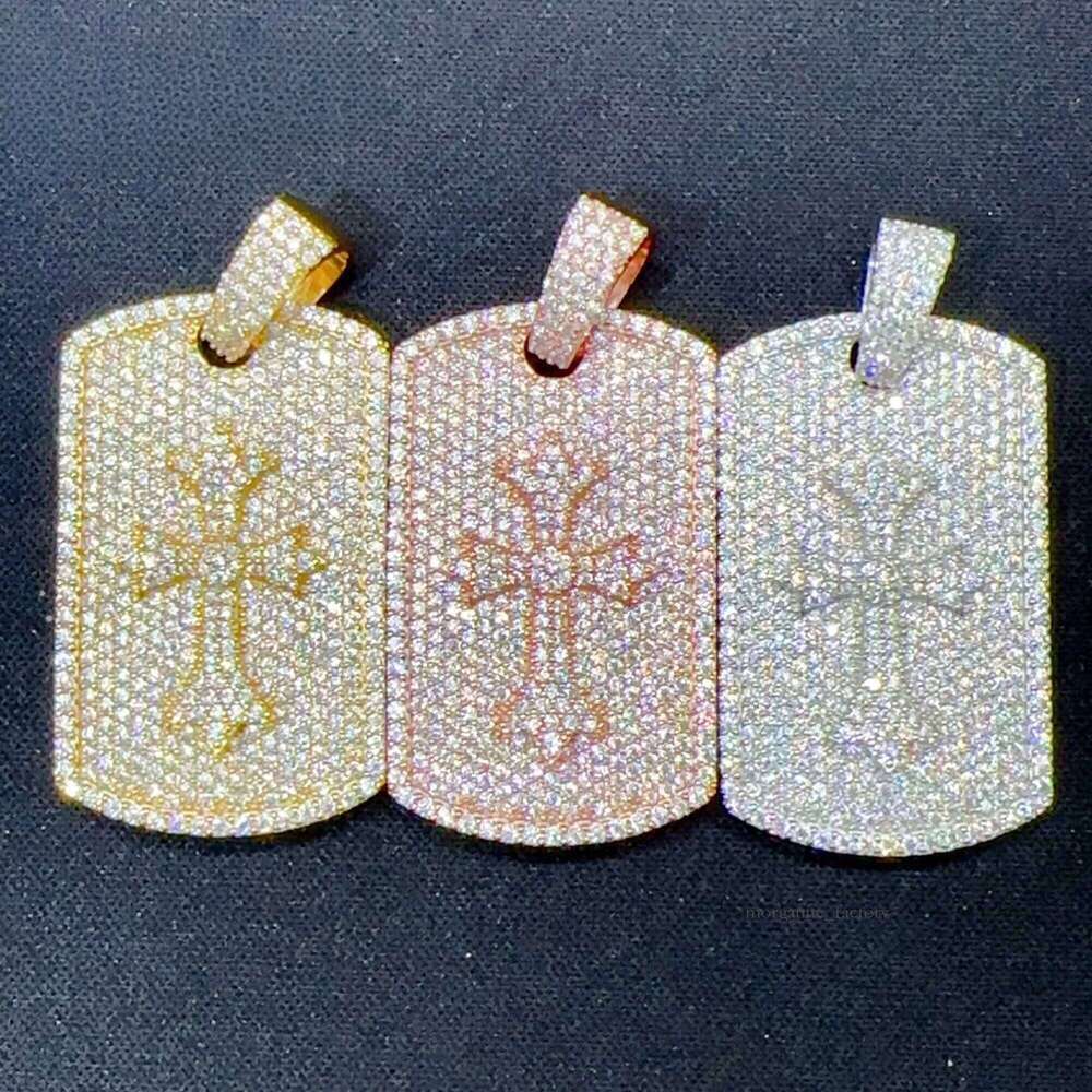 Hot sell Iced out dog tag sier lab dia jewelry men women hip hop GRA certified moissanite necklace pendant