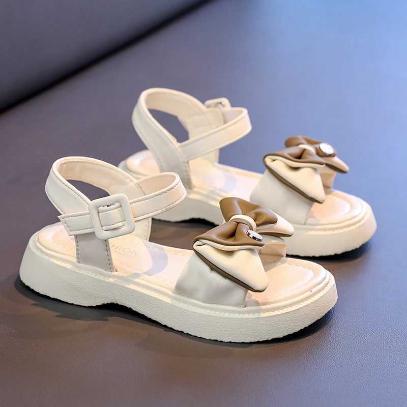 New Sweet Girl Summer Sandals Elegant Bowknot Children Princess Shoes Fashion Open-toe Kids School Sandals Versatile Hook Loop R250707