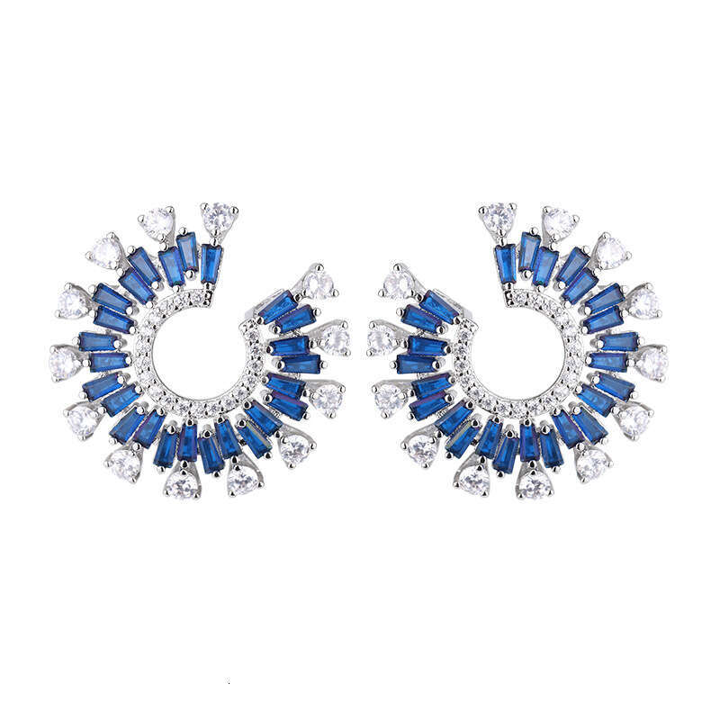 Fashion Imitation Jewelry Set Micro Paved Zircon Earrings Exaggerated Wide Band Adjustable Ring Women's Accessories Bb9