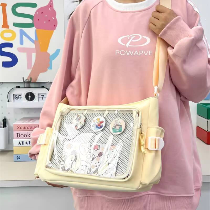 Preppy Style Candy Colour Cute Shoulder Anime Expo Transparent Badge Display Messenger Women Doll Itabag Crossbody Bag ddmynov