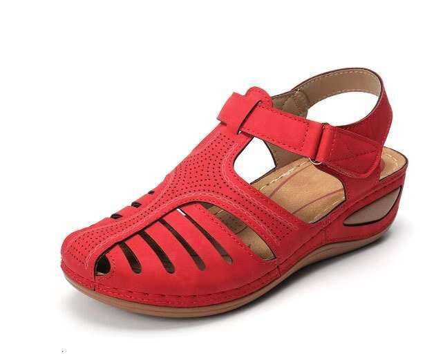 New 2025 Summer for Women, Large Size Stitched Wedge Closed Toe Thick Sole Sandals