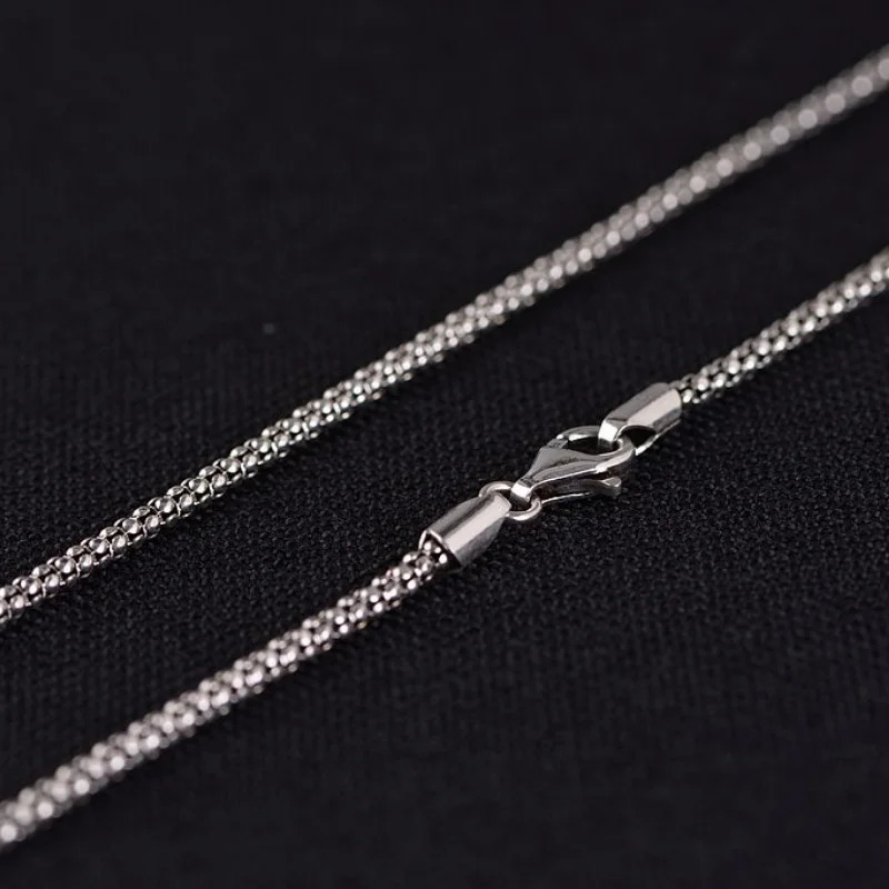 2.5mm Width Real S925 Sterling Silver Fashion Bright Corn Popcorn Men Women Chain Pendant Necklace Fine Jewelry Gift 250702