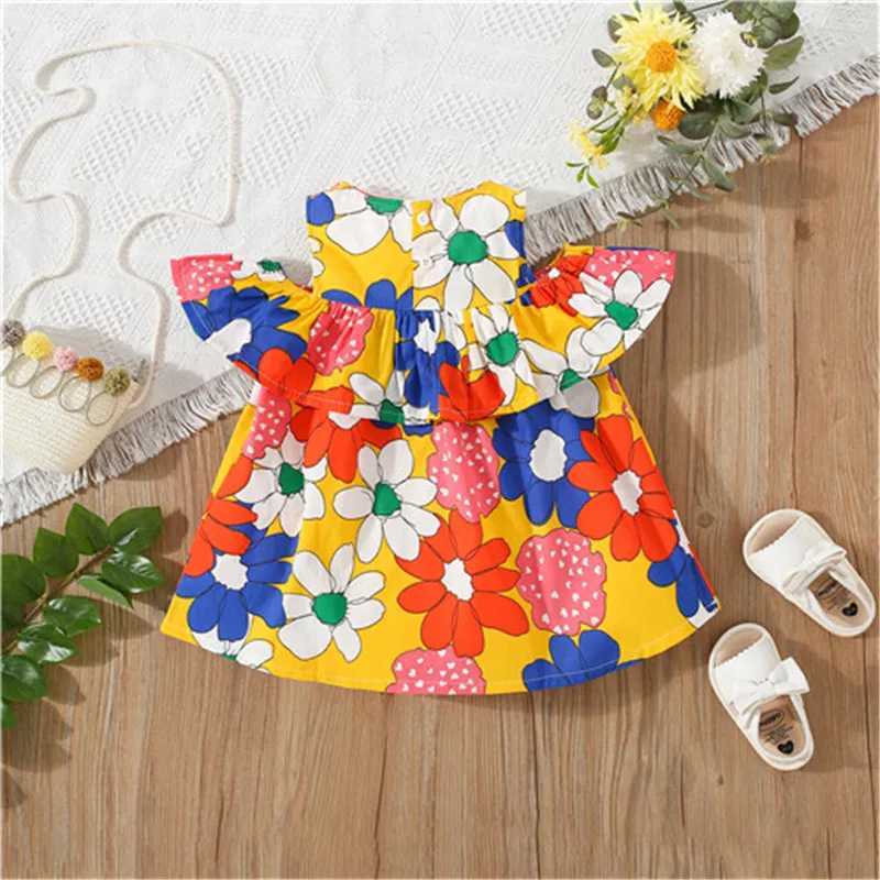 Summer New Girls Dress Strawberry Pattern Polka Dot Lace Pleated Round Neck Sweet Dress (0-3 Years Old Girls) R250707