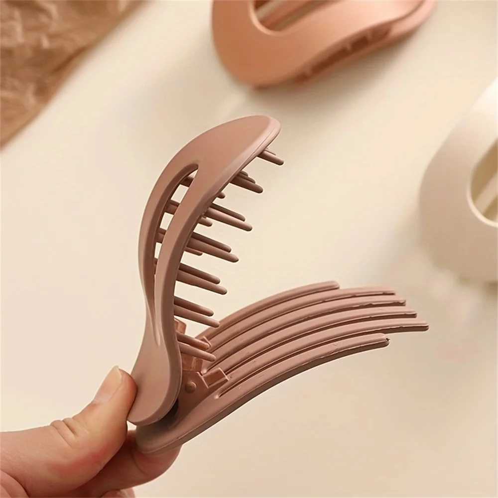 4Pcs/Set New Elegant Matte Acrylic Rounded Duckbill Hair Clips for Women Fashion Solid Color Plastic Hairpin Hair Accessories Y250707
