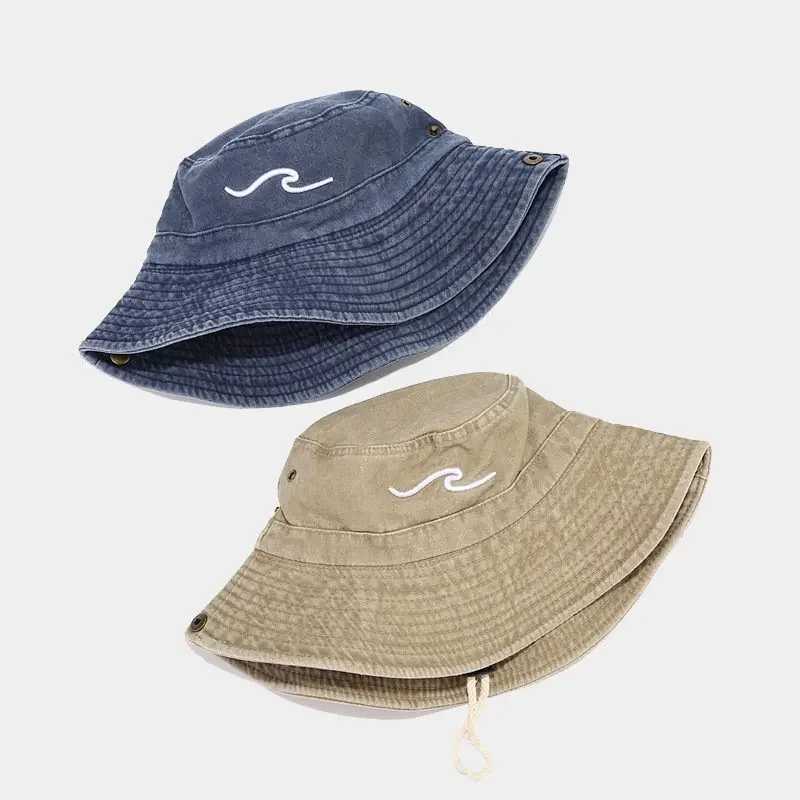 2025 Cotton Embroidered Pattern Bucket Hats Outdoor Hiking Fisherman Hat Travel Mountain Climbing Sun Cap for Men and Women 60cm Y250707