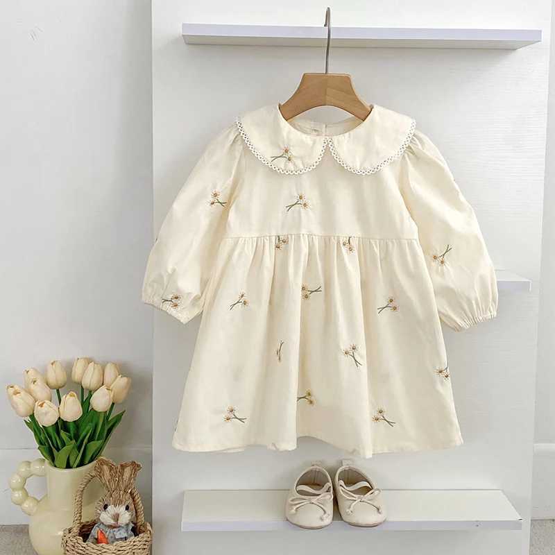 Spring Clothes Pastoral Baby Girls Dress Autumn Embroidery Cotton Floral Doll Dress Childrens Temperament Princess Girls Dress R250707