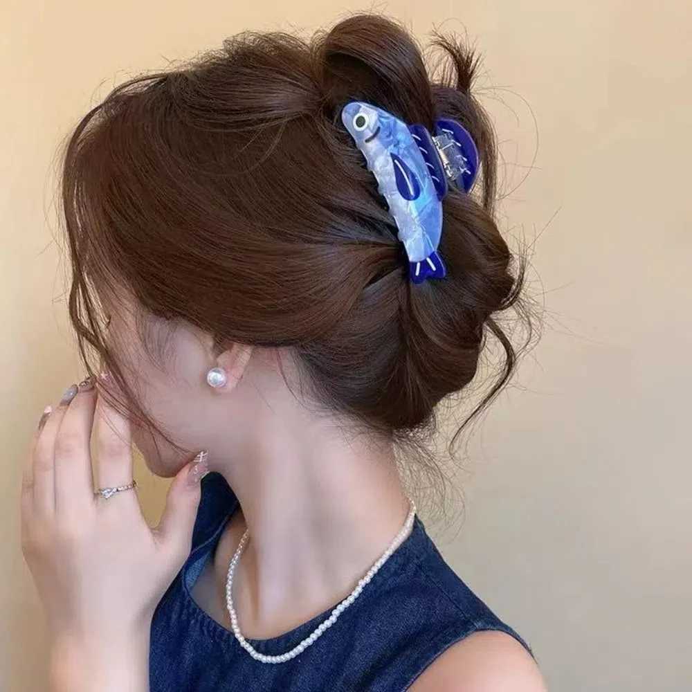 Cute Sardines Hair Claw Clip Cartoon Non Slip Hairpin Lightweight Acetate Hair Barrettes Women Z250707
