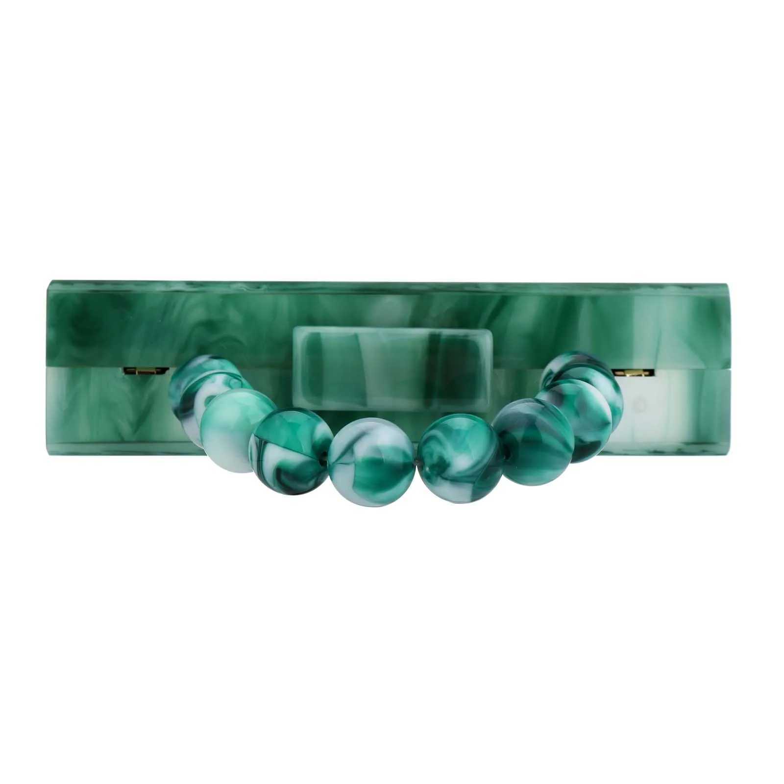 Women Beading Handbag Marble Acrylic Luxury Box Clutch Evening Bags Wedding Party Chain Shoulder Bags Ladies Dinner Dress Purses