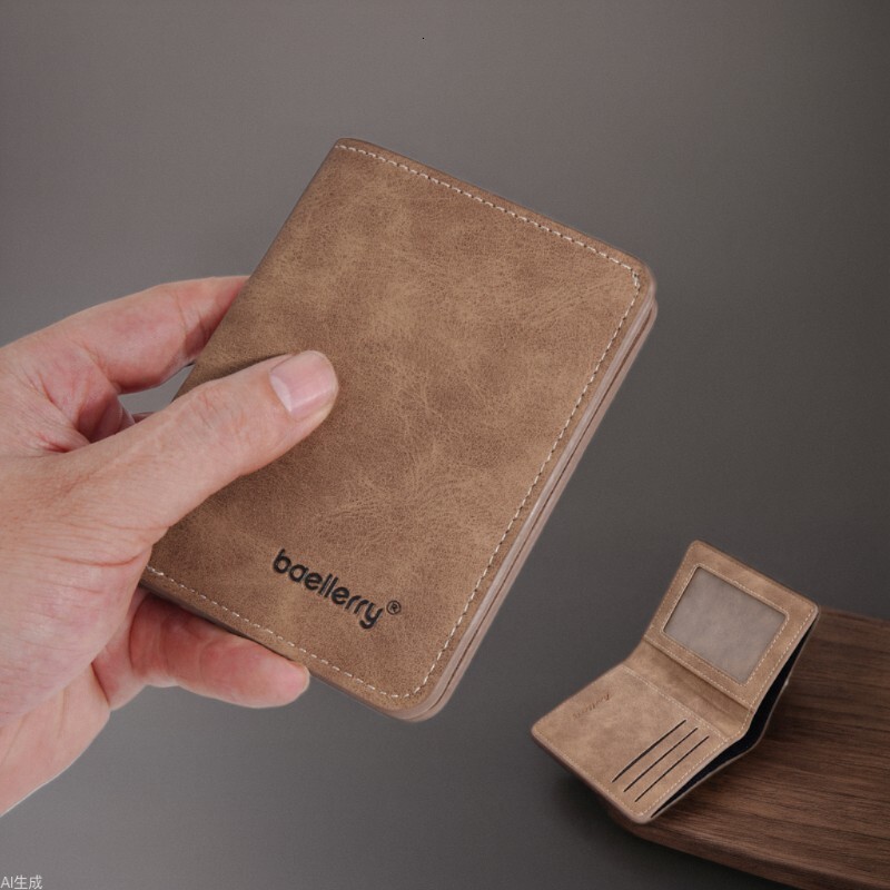 Designer New Short High-end Student Card Holder Integrated Anti-theft Money Clip Simple PU Leather Small Wallet Men's Light Luxury Women's B