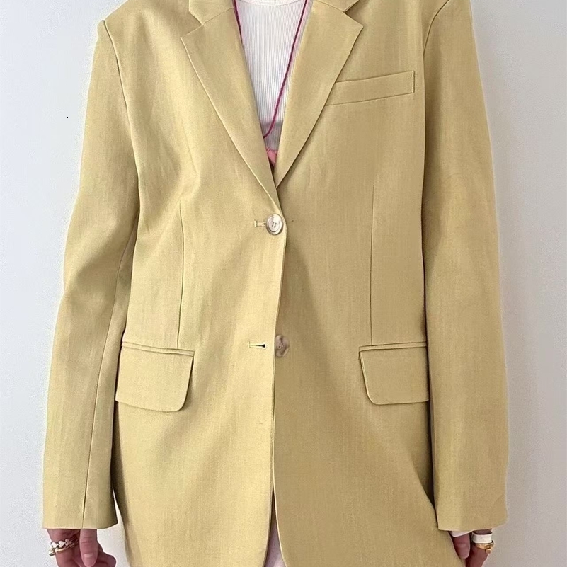 2025 Spring Summer Women Fashion Linen Basic Jacket Basic Blazer 250703