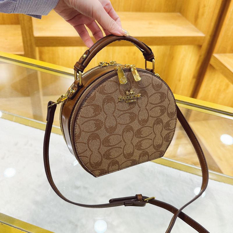 Designer High-End Feel 2025 New Fashionable Handbag Small Round French Style Versatile Shoulder Crossbody Light Luxury Women's Bag