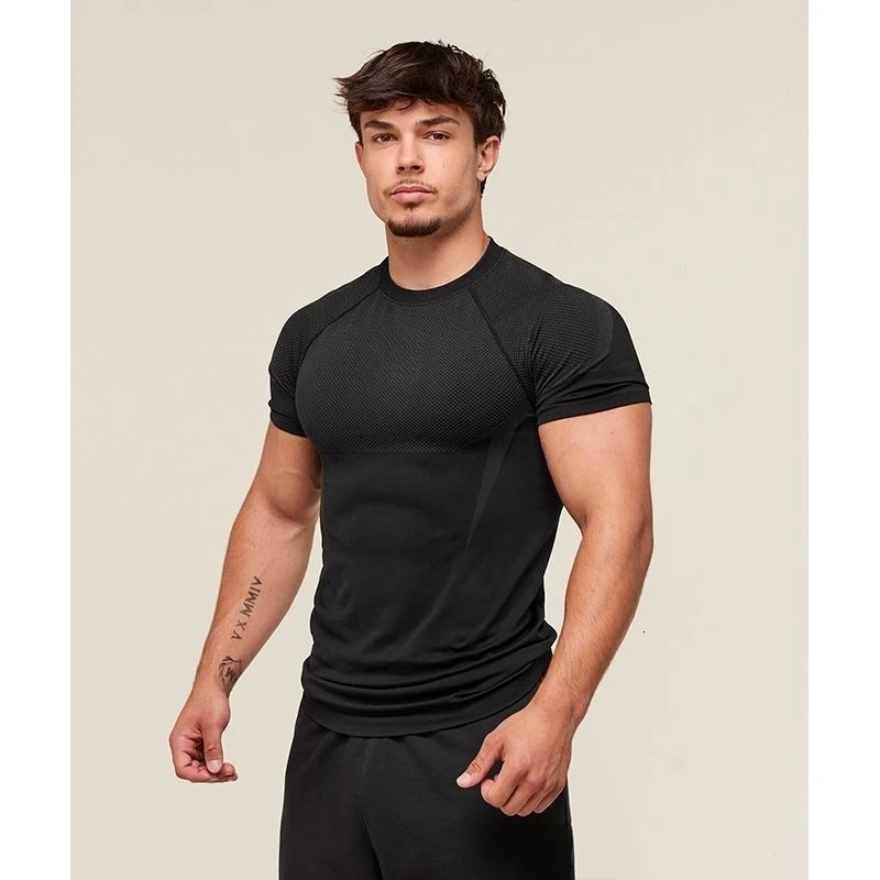 Mens High Elastic Quick Dry Sports Shark T-Shirt Tight Fitness Training Workout Breathable Summer Gym Trendy Top man 250708