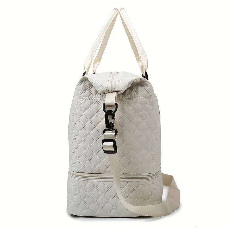 2Pcs Set Large Capacity Travel Duffle Bag Sports Fiess Gym Yoga Tote Weekender Overnight Makeup Bag For Women