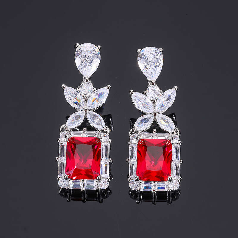 Jewelry Zircon S Sier Needle Stud Earrings For Women Fashion Paraiba Pink Accessories High-End Feel F5d