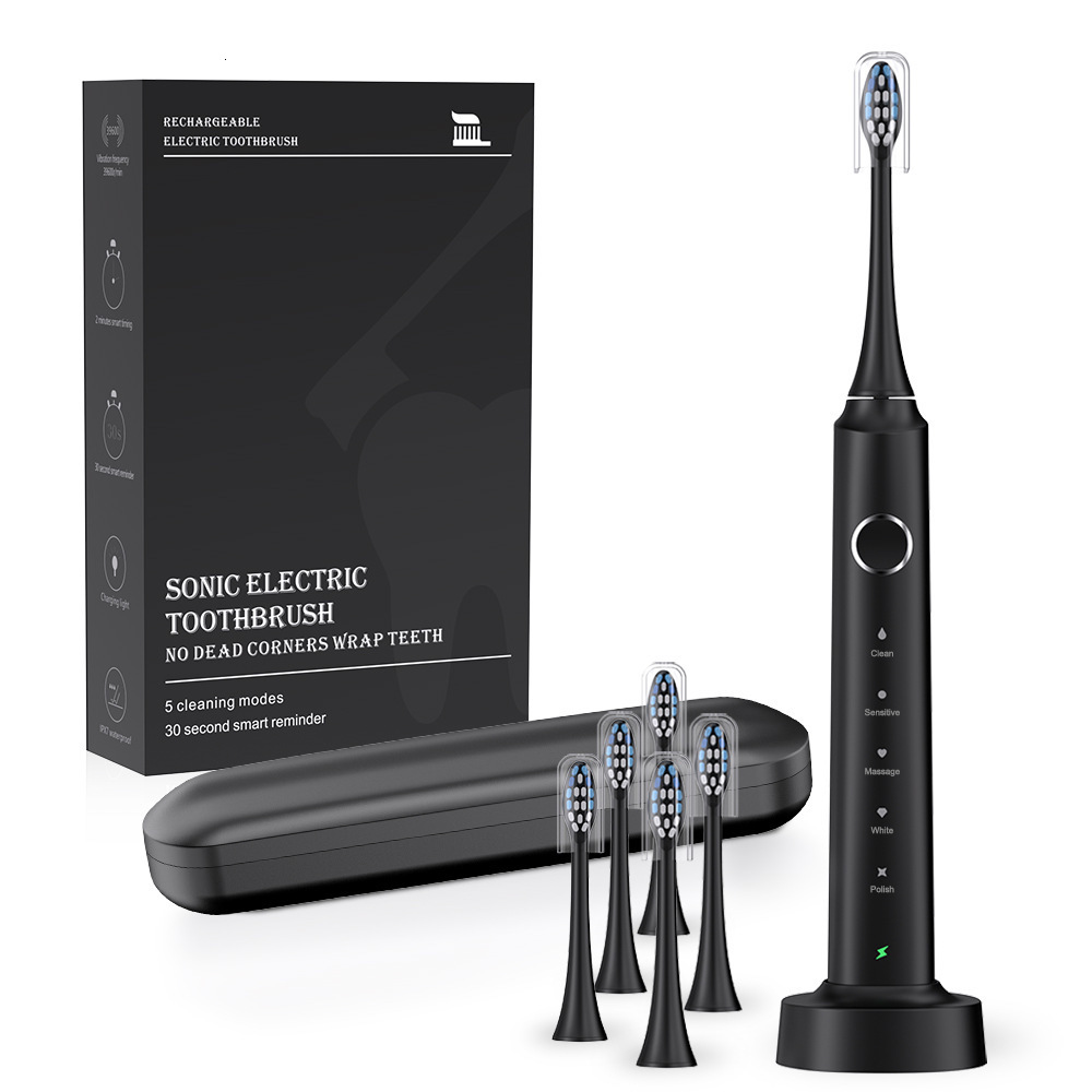 6 Brush Heads Sonic Electric Toothbrush Inductive Charging Soft Hair Portable Adult Toothbrush Gift231012