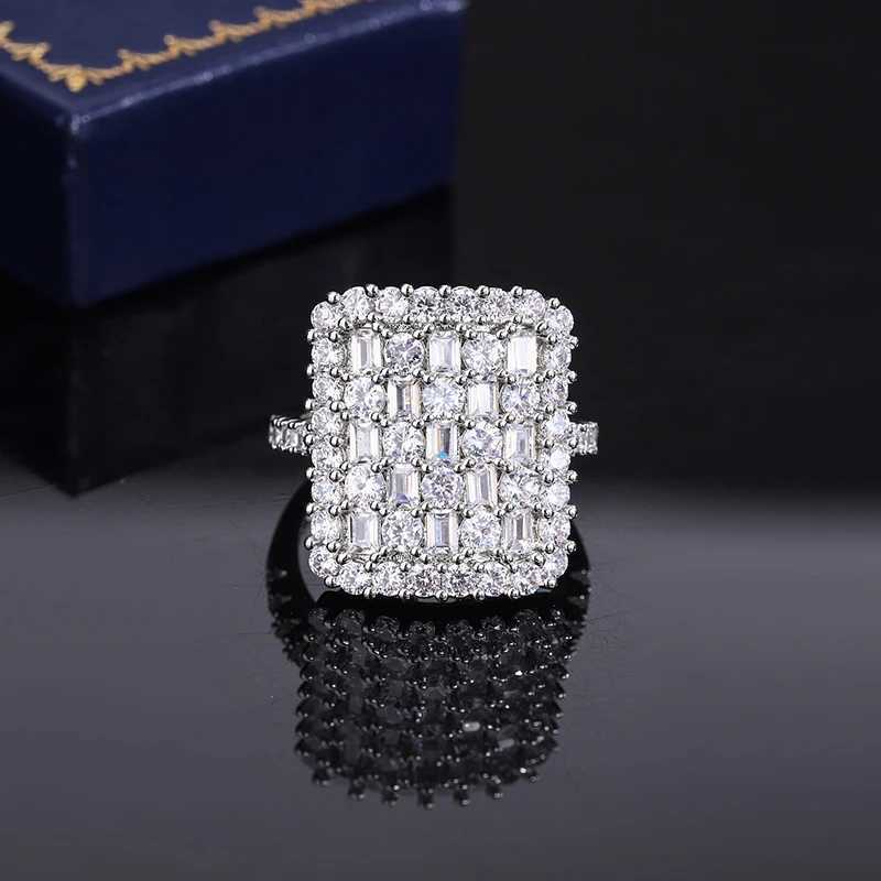 Luxurious 925 Sterling Silver Ring for Women Stylish Party Jewelry Full of Diamond Zircon Rings Engagement Rings Classic Gifts XJ250707
