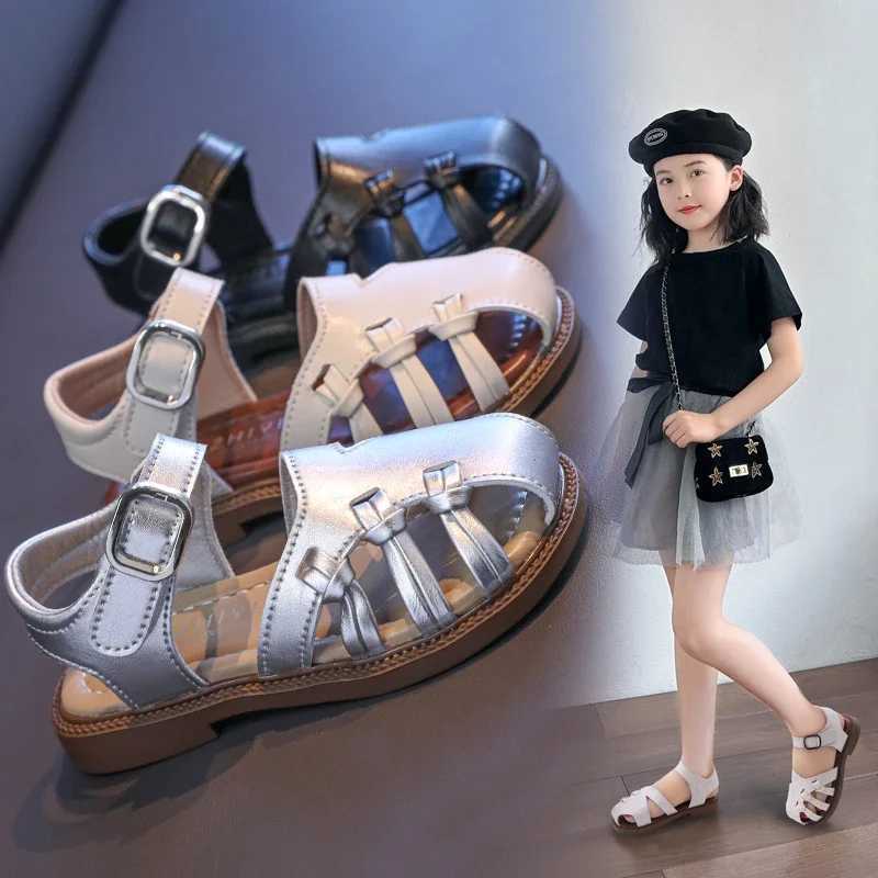 2025 Summer New Children Fashion Sandals for Girls Korean Style Soft Bottom Anti-Slippery Versatile Cut-outs Cool Beach Shoes R250707