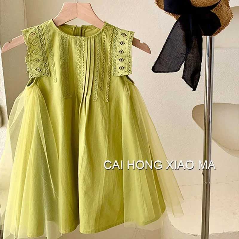 2025 New Summer Princess Girls Dress Sleeveless Lace Mesh Dress For 2-8 Years Old Kids Children Birthday Present Clothes R250707