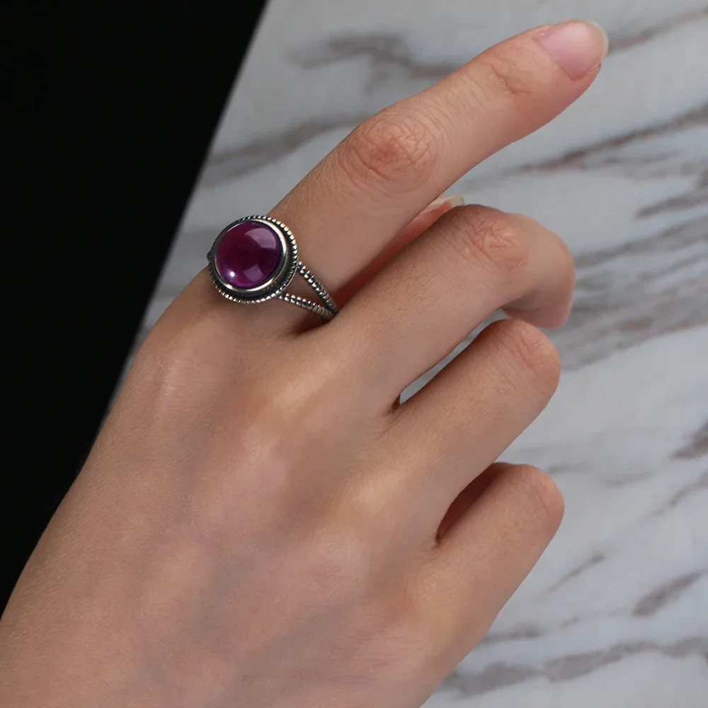 Arrival Vintage Natural Amethyst Rings For Women S925 Silver Jewelry With Stones Anniversary Gift 250624