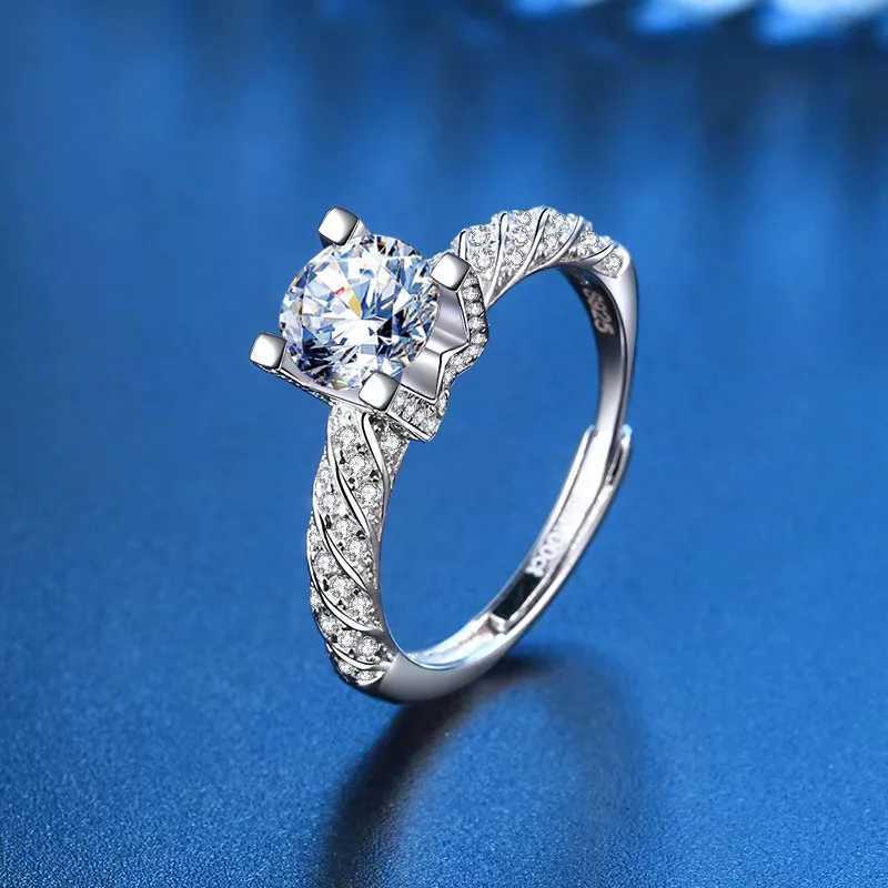 925 Sterling Silver Open Ring with Micro Inlay CZ Simulated Stackable Ring Platinum Plated Eternity Bands for Women XJ250707