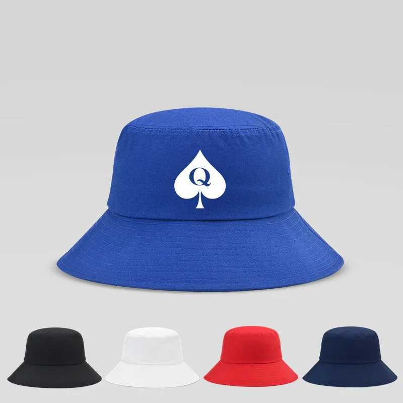 New Fashion Queen Of Spades Bucket Hats For Men and Women Summer Outdoor Hats Cap Black White Red Bucket Hats Y250707