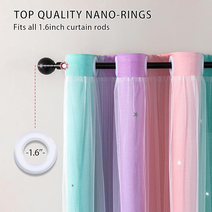 YL-36075 rainbow color curtain bedroom gauze curtain gradient curtain double lace curtain finished rod star