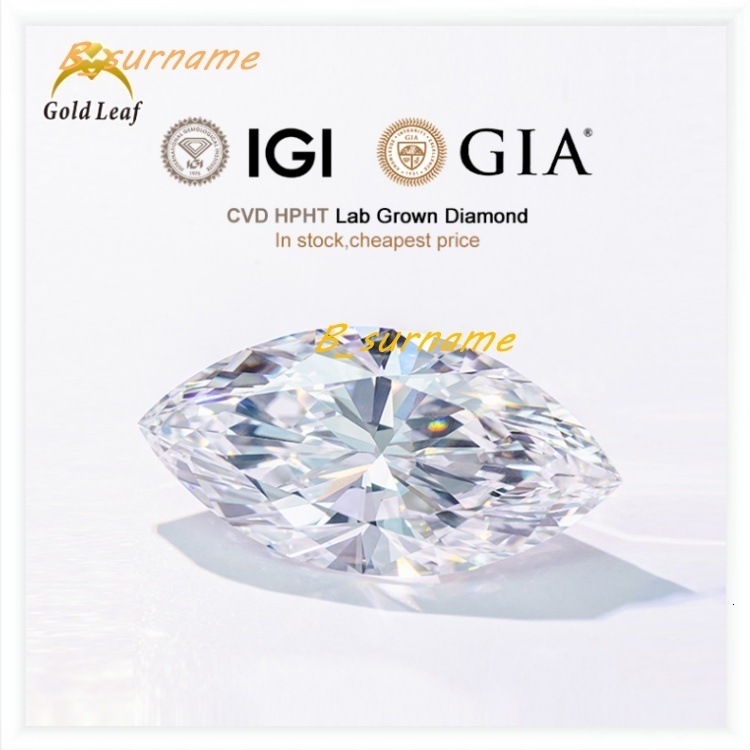 Goldleaf D E F Color 1CT 1.5CT 2CT 3ct 4ct 5ct HPHt CVD Lab Grown Diamond Marquise Cut IGI GIA Certified Lab Grown Diamond
