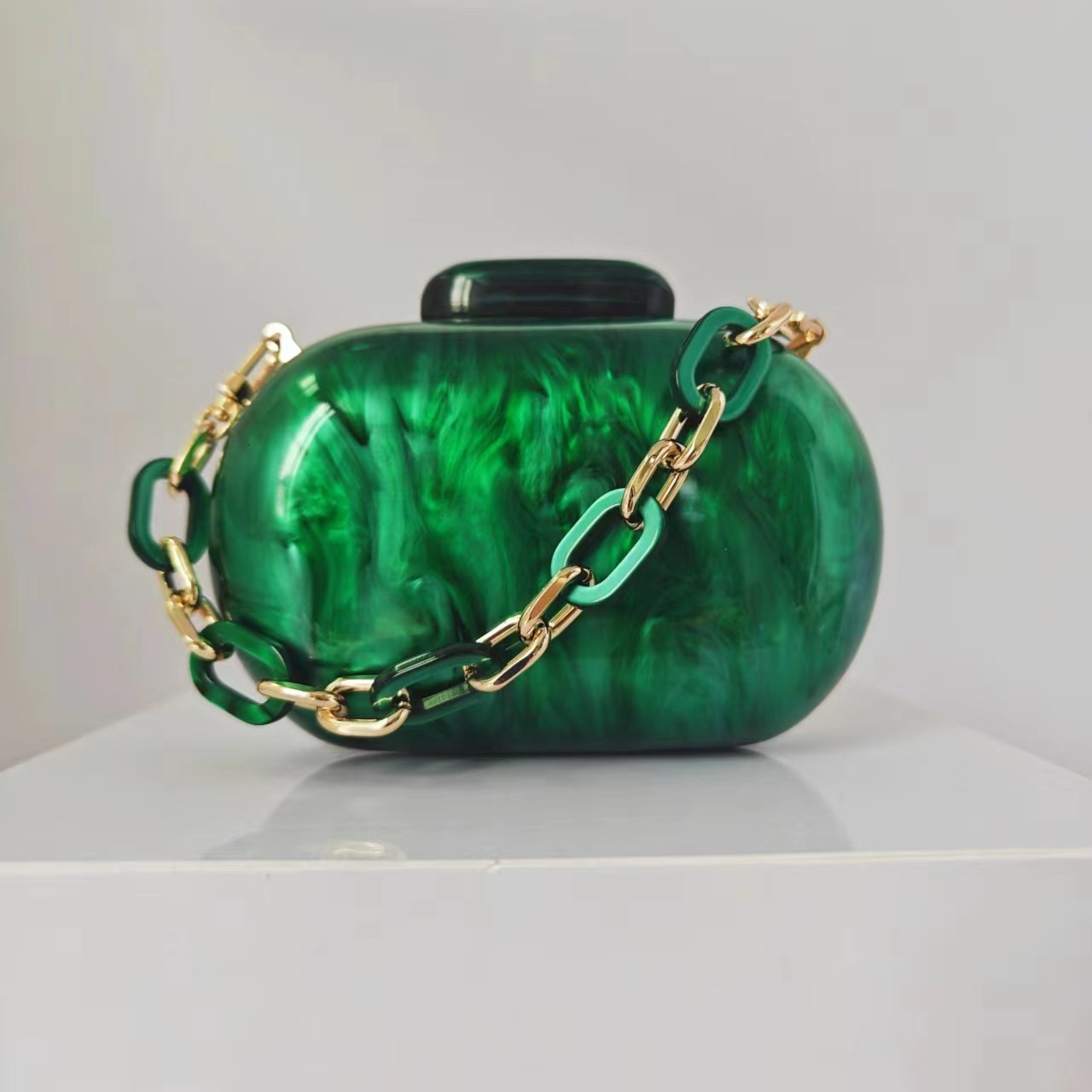 Ladies trend European and American oval shell goose trend egg acrylic handbag designer bag evening wear shoulder crossbody bag