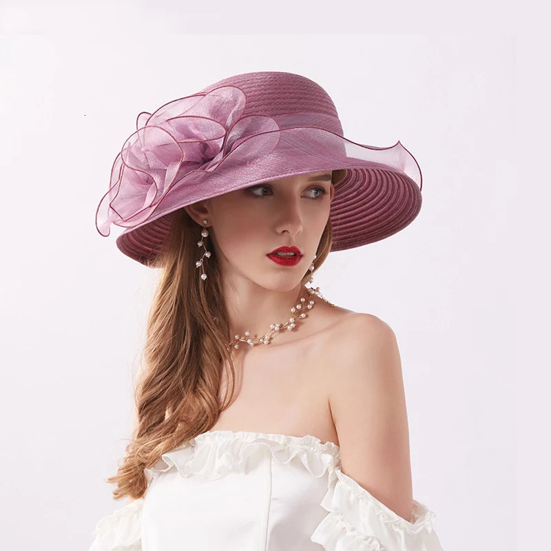 Summer Hats For Women Organza Flower Mesh Sunshade Hat Vacation Beach Wide Brimmed Sun Protection Sombreros De Mujer 250707