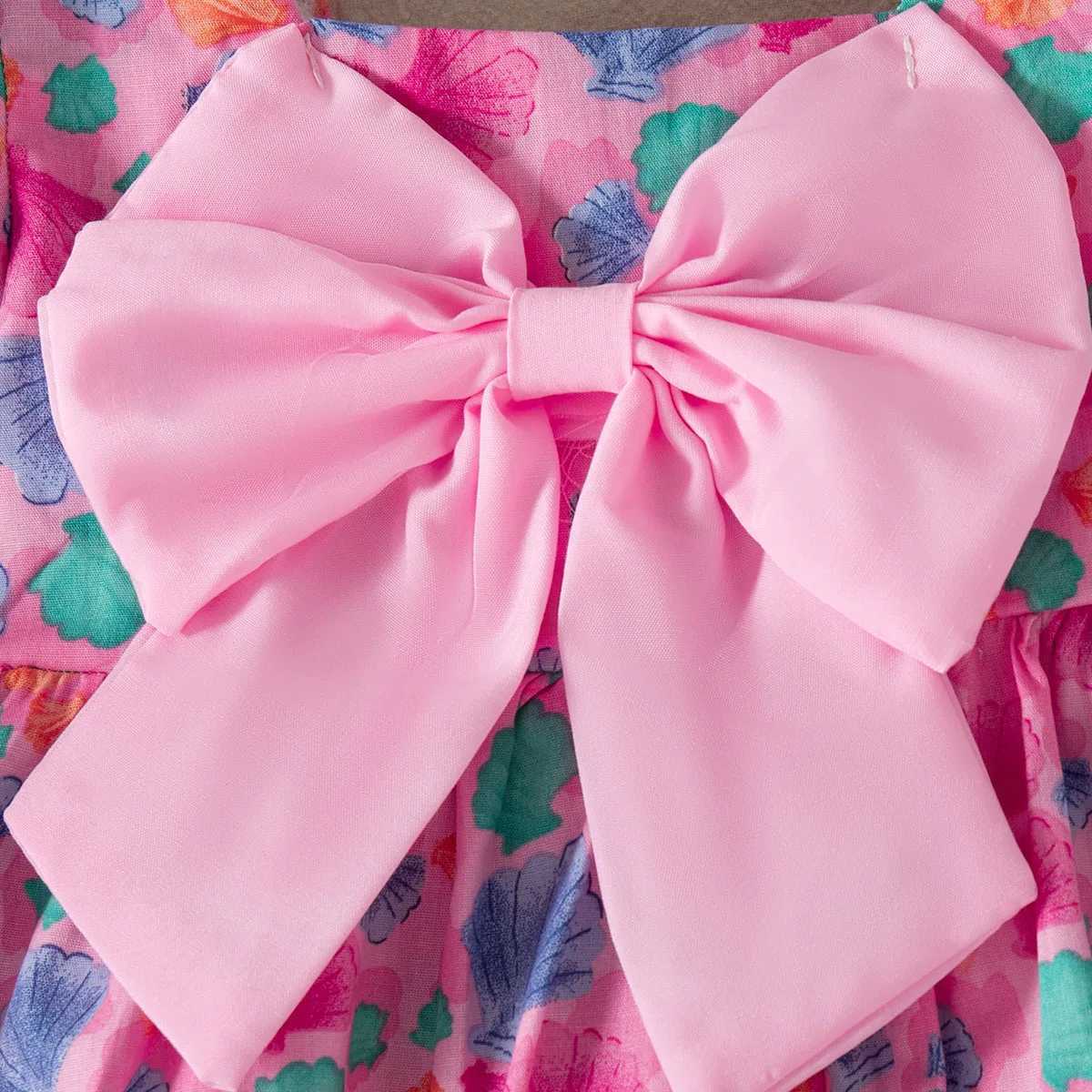 Baby Girl Summer Dress Full Printed Flower Bow Girls Dress Sweet Bubble Sleeve Girls Princess Dresses Baby Girl Clothing R250707