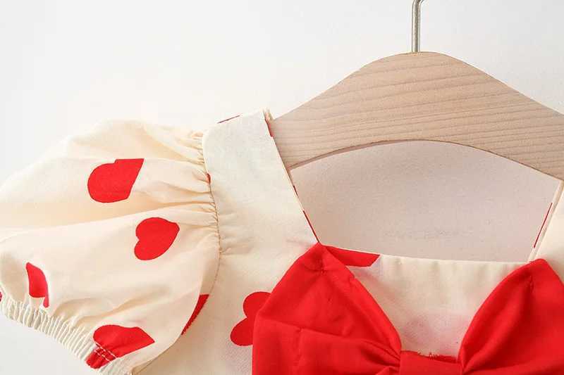 Heart Toddler Girls Baby Clothes Spring Summer Floral Dresses Costume Girls Baby Clothing Straight Long Sleeve Dress R250707