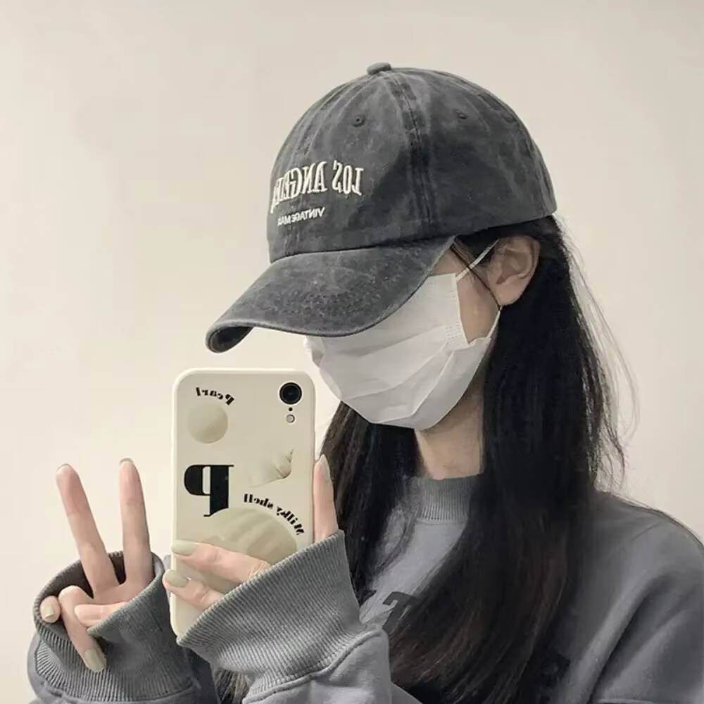 Vintage Grey Baseball For Women Summer American Style Washed Big Head Circumference Hat Versatile Face Slimming Duckbill Cap ddmythur