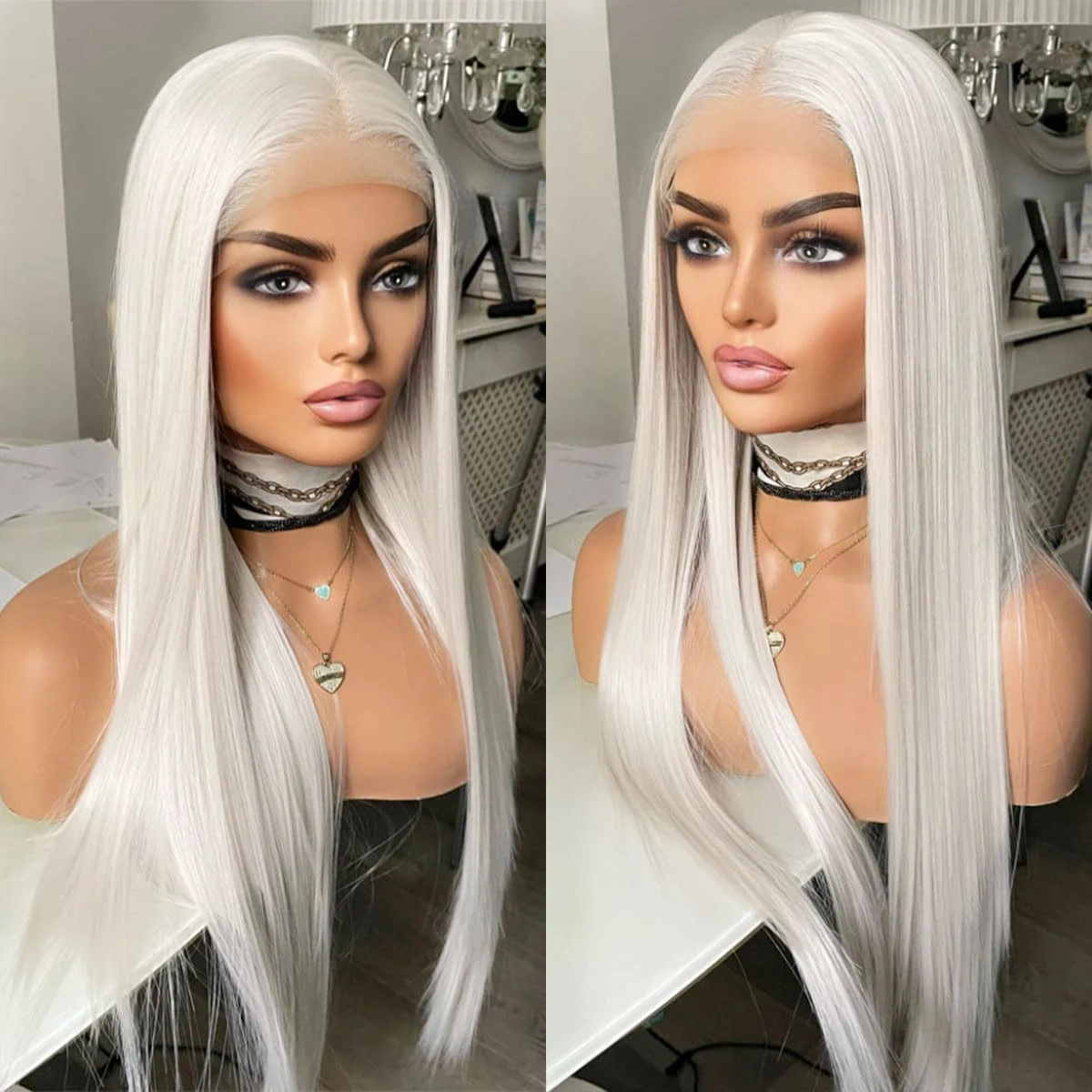 32 Inch HD Brazilian Hair Look Like Human Hair Wigs 13x4 Lace Front Wig Pre Plucked Straight Lace Frontal Wig Hd Natural Black Wigs Peruvian Hair Synt