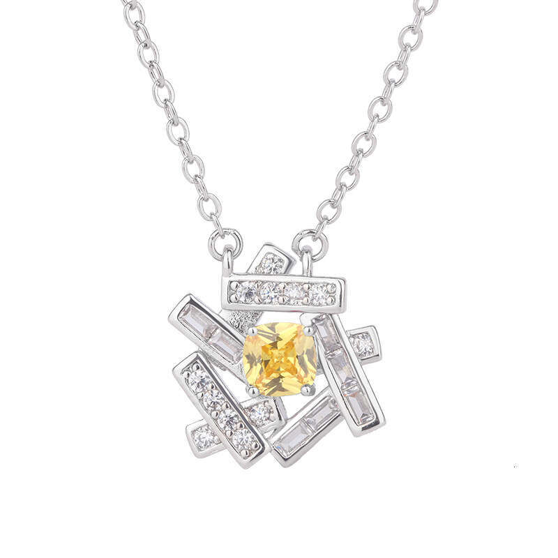 2022 Trendy New Ring Gold Yellow Zircon Jewelry Creative Women's Necklace B75