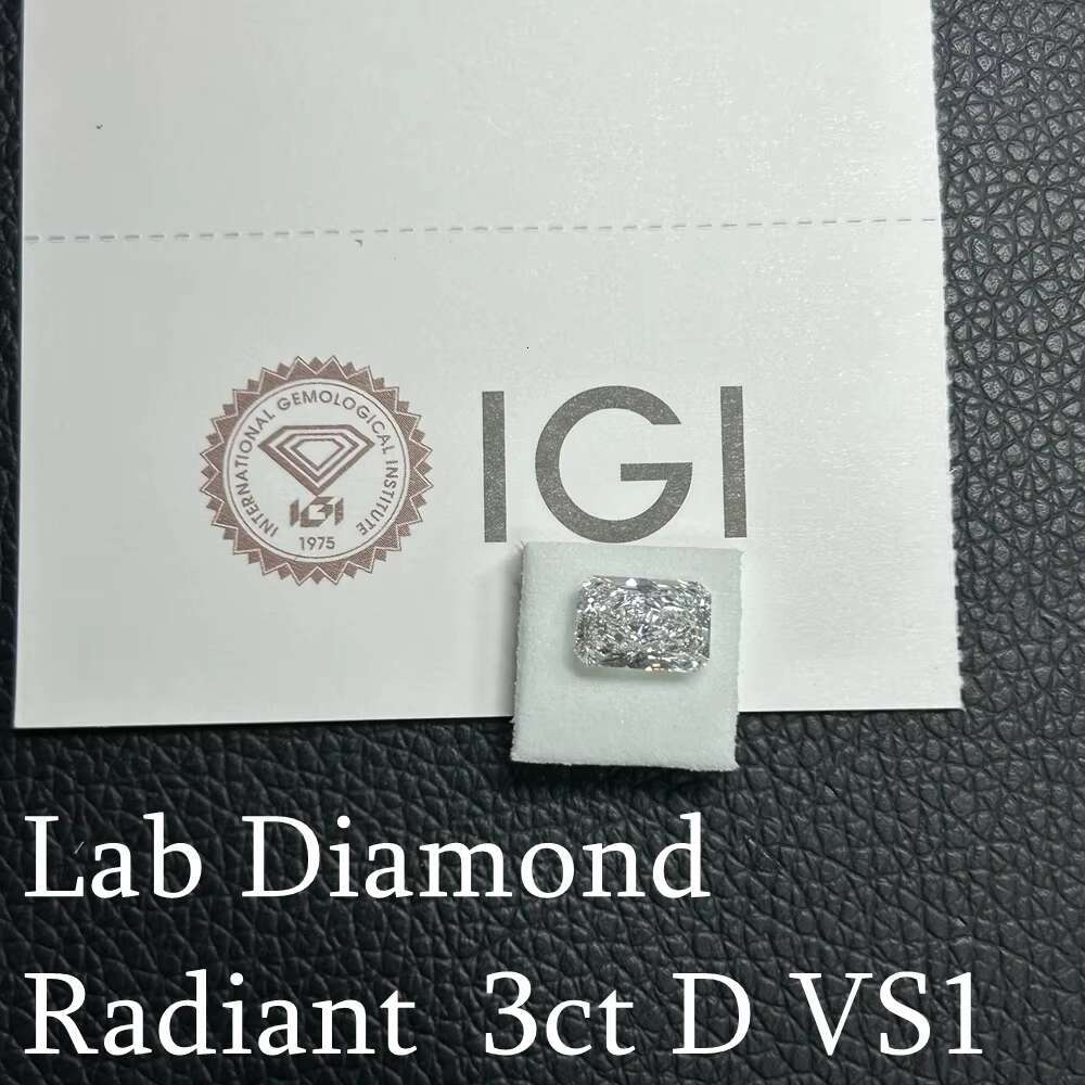HQ GEMS1ct 2cts D VS1 HPHT Radiant Cut Diamond IGI Certificate Lab Grown 3 Carat CVD Diamond